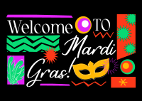 Mardi Gras Mask Welcome Postcard Image Preview