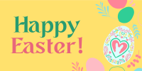 Eggs and Flowers Easter Greeting Twitter Post Design
