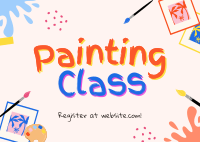Quirky Painting Class Postcard Design