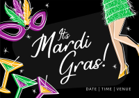 Mardi Gras Flapper Postcard Image Preview