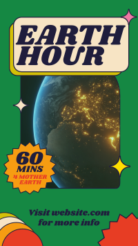 Retro Earth Hour Reminder Facebook story Image Preview