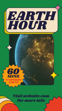 Retro Earth Hour Reminder Facebook Story Image Preview