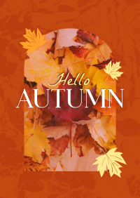 Hello There Autumn Greeting Poster Design