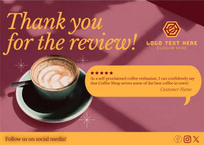 Minimalist Coffee Shop Review Postcard Image Preview