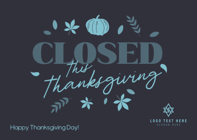 Closed for Thanksgiving Postcard Image Preview