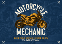 Retro Motorcycle Mechanic Postcard Image Preview