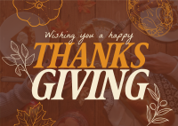 Thanksgiving Typography Greeting Postcard Design