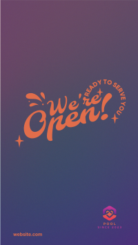 We're Open Funky Facebook story Image Preview