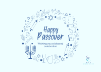 Happy Passover Wreath Postcard Design