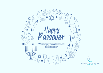 Happy Passover Wreath Postcard Image Preview