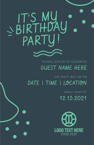 Birthday Party Doodles Invitation Image Preview