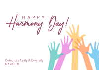 Harmony Day Hands Postcard Design