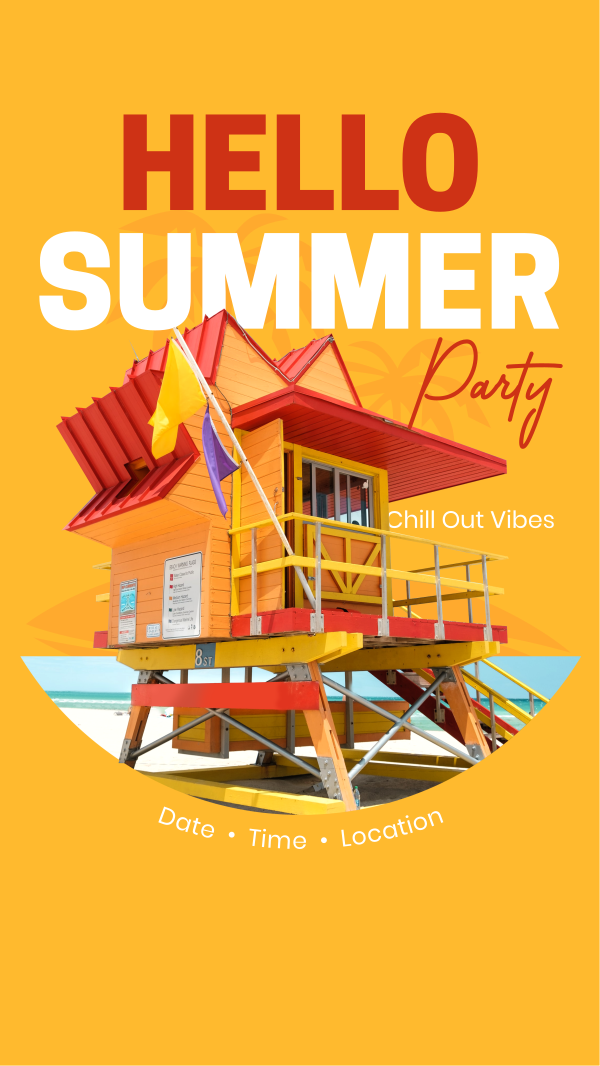 Beach House Party Facebook Story Design Image Preview