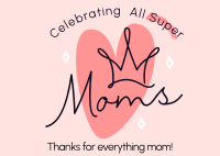 Super Moms Greeting Postcard Design