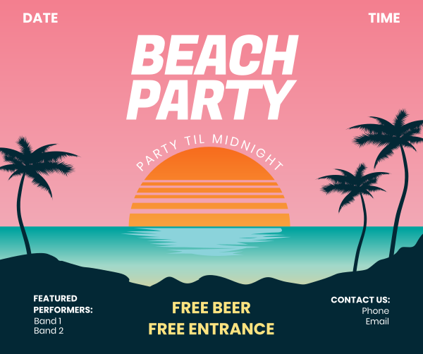 Beach Party Facebook Post Design Image Preview