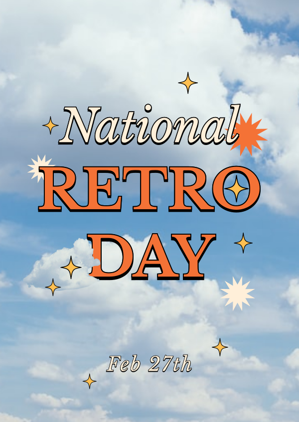 National Retro Day Clouds Poster Design