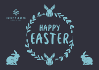 Easter Bunny Wreath Postcard Design