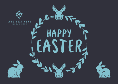 Easter Bunny Wreath Postcard Image Preview