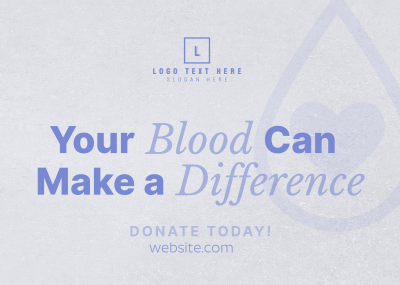 Minimalist Blood Donation Drive Postcard Image Preview
