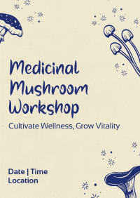 Monoline Mushroom Workshop Flyer Design