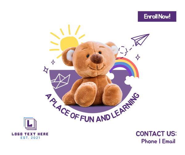 Daycare Center Teddy Bear Facebook Post Design Image Preview