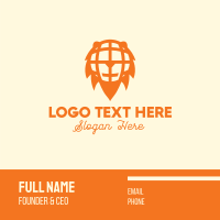 Orange Lion Globe Business Card Design