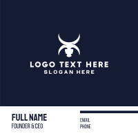 Bull Horns Letter X Business Card Design