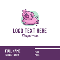 Cute Pink Pig Business Card Design