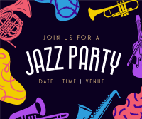 Groovy Jazz Party Facebook Post Design
