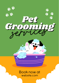 Dog Bath Grooming Poster Design