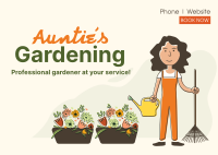 Auntie's Gardening Postcard Design