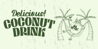 Coconut Drink Mascot Twitter Post Design
