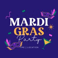 Mardi Gras Party Linkedin Post Design