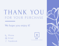 Floral Brush Outline Thank You Card Image Preview