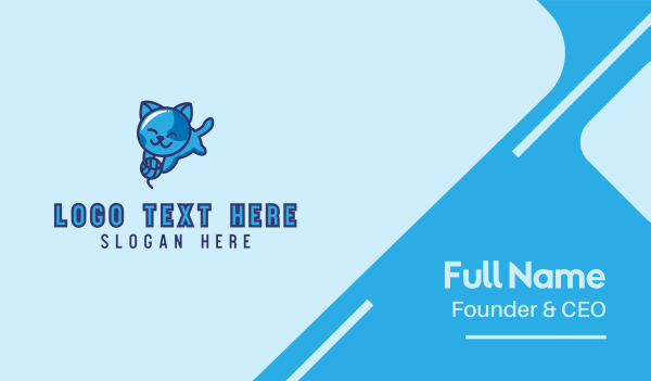 Playful Blue Kitten Cat Business Card Design Image Preview