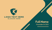 Green Shield Letter X Business Card Image Preview