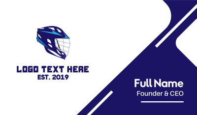 Blue Lacrosse Helmet  Business Card