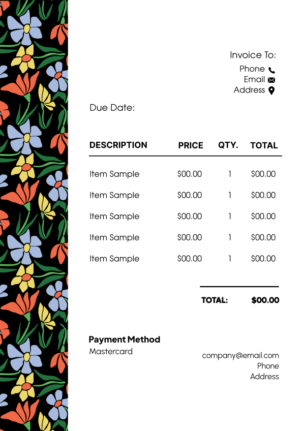 Abstract Flowers Invoice Design