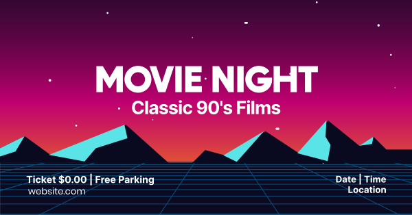 Retro Movie Night Facebook Ad Design Image Preview