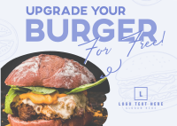 Free Burger Upgrade Postcard Design