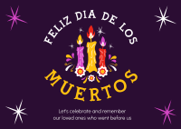 Candles for Dia De los Muertos Postcard Design