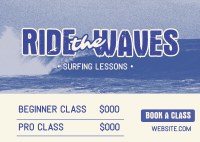 Ride the Waves Surf Class Postcard Image Preview