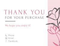 Floral Brush Outline Thank You Card Image Preview