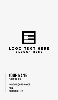 Black Piano Letter E Business Card Design