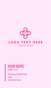 Cute Pink Flower Letter Business Card Design