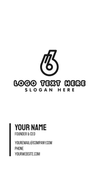 Black Number 6 Outline Business Card Design