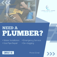 Simple Plumbing Services Instagram Post Design
