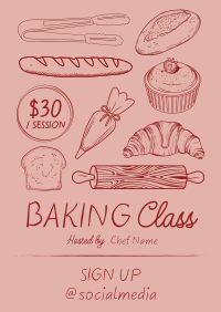 Illustrated Baking Class Poster Design