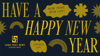 Quirky New Year Greeting Facebook Event Cover Design