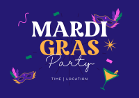 Mardi Gras Party Postcard Design